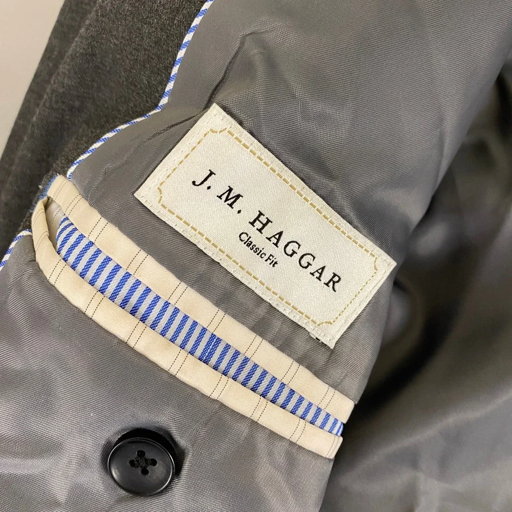 Haggar Suit Two Piece Mens 40x36W‎ Classic Fit Gray Jacket Pants Set Business